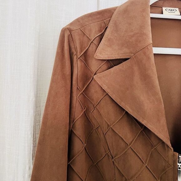 Cato Brown Soft Lightweight Textured Zip up Jacket Plus Size 18W - Picture 3 of 11